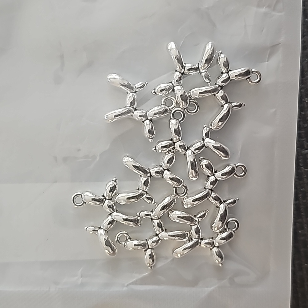 Set of 9 silver balloon dog Pendants
